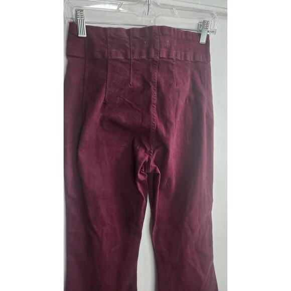 Forever 21 Pants Womens 28 Burgundy High Rise Flare Double Button Boho Style - Picture 5 of 6